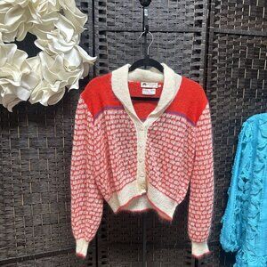 Vintage Antonella Ore Red White Blue Cardigan Size 42